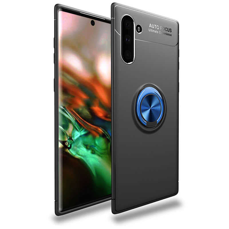 Galaxy Note 10 Kılıf Zore Ravel Silikon Kapak Siyah-Mavi