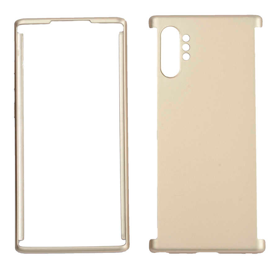 Galaxy Note 10 Plus Kılıf Zore 360 3 Parçalı Rubber Kapak Rose Gold