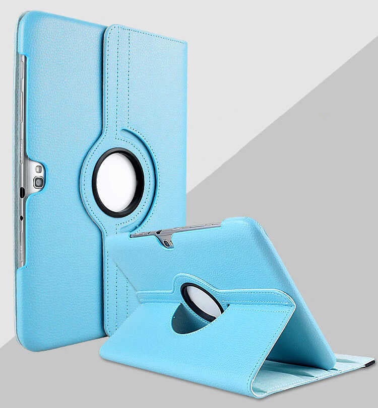 Galaxy Note 10.1 N8000 Zore Dönebilen Standlı Kılıf Mavi