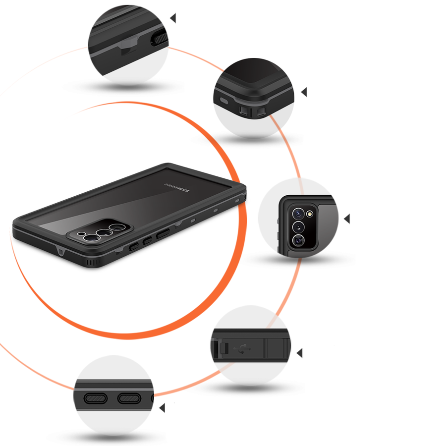 Galaxy Note 20 Kılıf 1-1 Su Geçirmez Kılıf Siyah