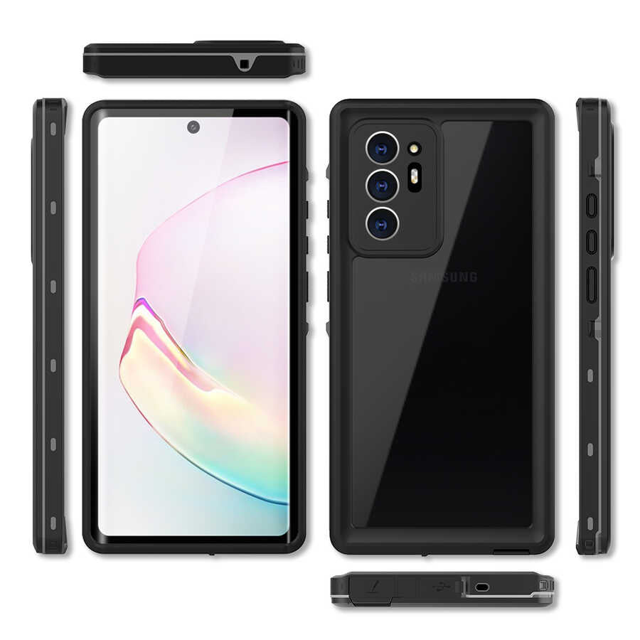 Galaxy Note 20 Ultra Kılıf 1-1 Su Geçirmez Kılıf Siyah