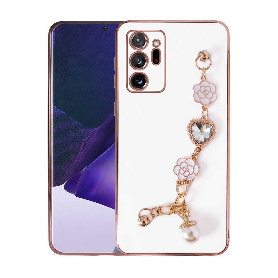 Galaxy Note 20 Ultra Kılıf El Tutamaçlı Kamera Korumalı Zore Taka Silikon Kapak Beyaz