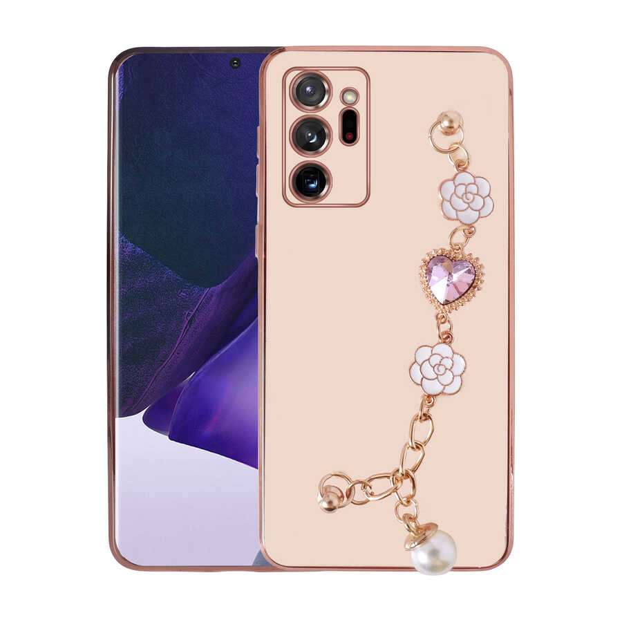 Galaxy Note 20 Ultra Kılıf El Tutamaçlı Kamera Korumalı Zore Taka Silikon Kapak Pembe