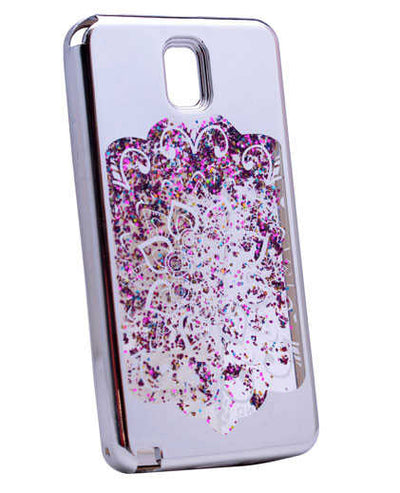 Galaxy Note 3 Kılıf Zore Lazer Çiçekli Sıvılı Silikon Gümüş