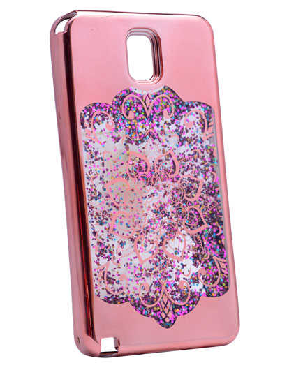 Galaxy Note 4 Kılıf Zore Lazer Çiçekli Sıvılı Silikon Gümüş