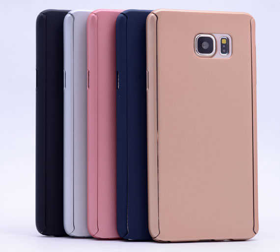 Galaxy Note 5 Kılıf Zore 360 3 Parçalı Rubber Kapak Rose Gold
