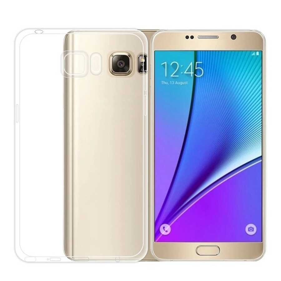 Galaxy Note 5 Kılıf Zore Kamera Korumalı Süper Silikon Kapak Renksiz