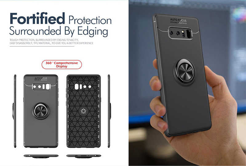 Galaxy Note 8 Kılıf Zore Ravel Silikon Kapak Siyah-Mavi