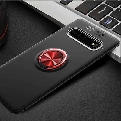 Galaxy S10 Kılıf Zore Ravel Silikon Kapak Siyah-Kırmızı