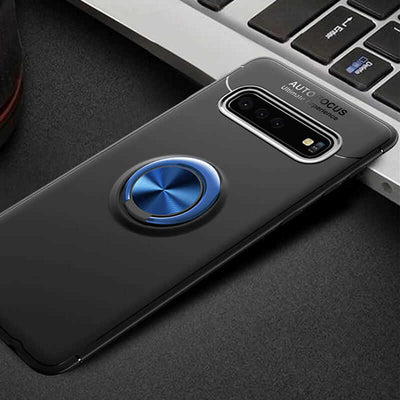 Galaxy S10 Kılıf Zore Ravel Silikon Kapak Siyah-Mavi