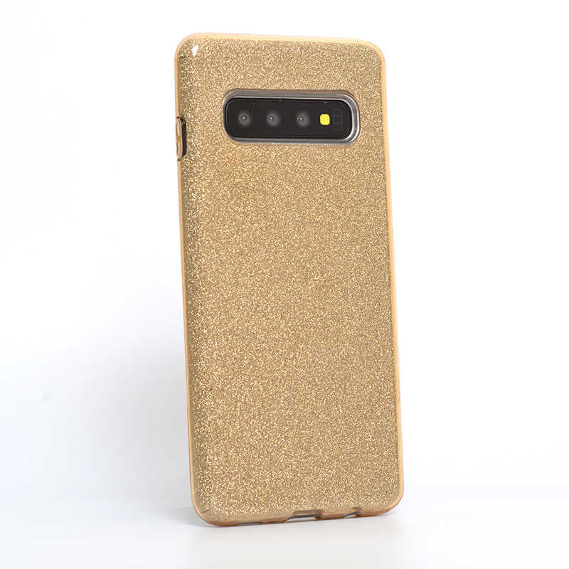 Galaxy S10 Kılıf Zore Shining Silikon Gold
