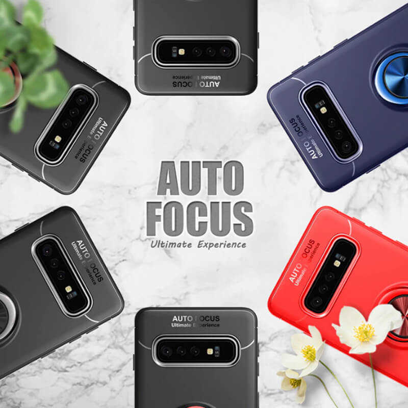 Galaxy S10 Plus Kılıf Zore Ravel Silikon Kapak Siyah-Kırmızı