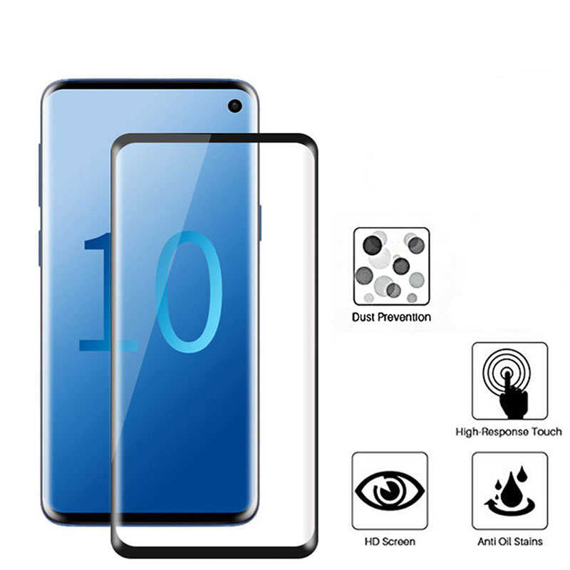 Galaxy S10E Zore Kenarları Kırılmaya Dayanıklı Cam Ekran Koruyucu Siyah