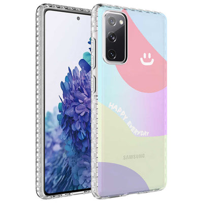 Galaxy S20 FE Kılıf Airbag Kenarlı Renkli Desenli Silikon Zore Elegans Kapak NO7