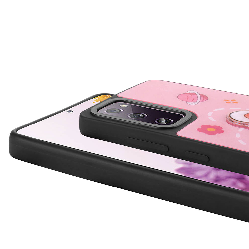 Galaxy S20 FE Kılıf Parlayan Kabartmalı İkonik Figürlü Zore Amas Silikon Kapak Beyaz