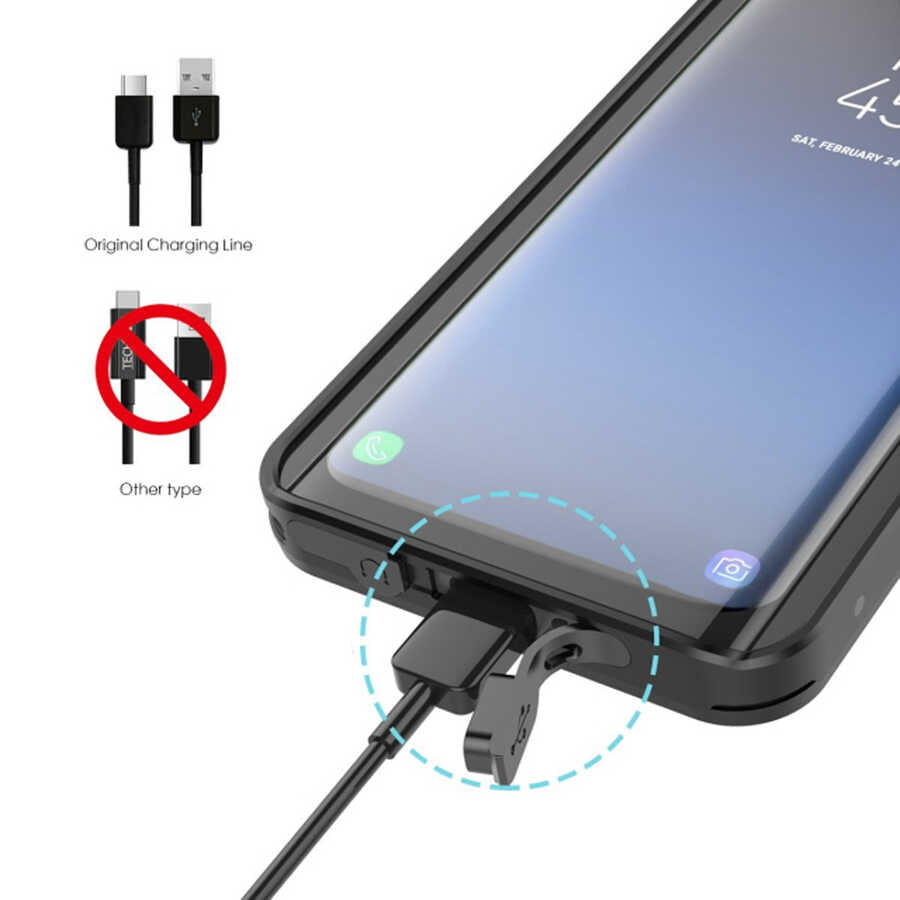 Galaxy Note 8 Kılıf 1-1 Su Geçirmez Kılıf Siyah