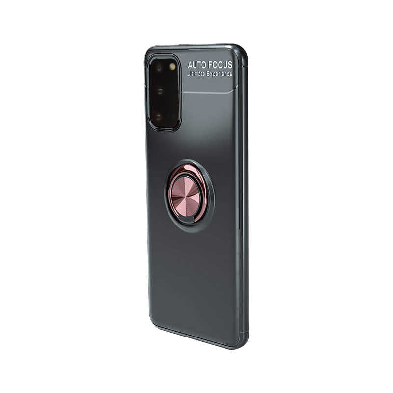 Galaxy S20 Kılıf Zore Ravel Silikon Kapak Siyah-Rose Gold