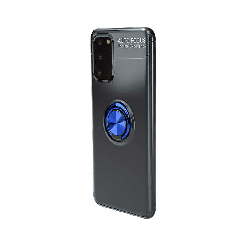 Galaxy S20 Kılıf Zore Ravel Silikon Kapak Siyah-Mavi