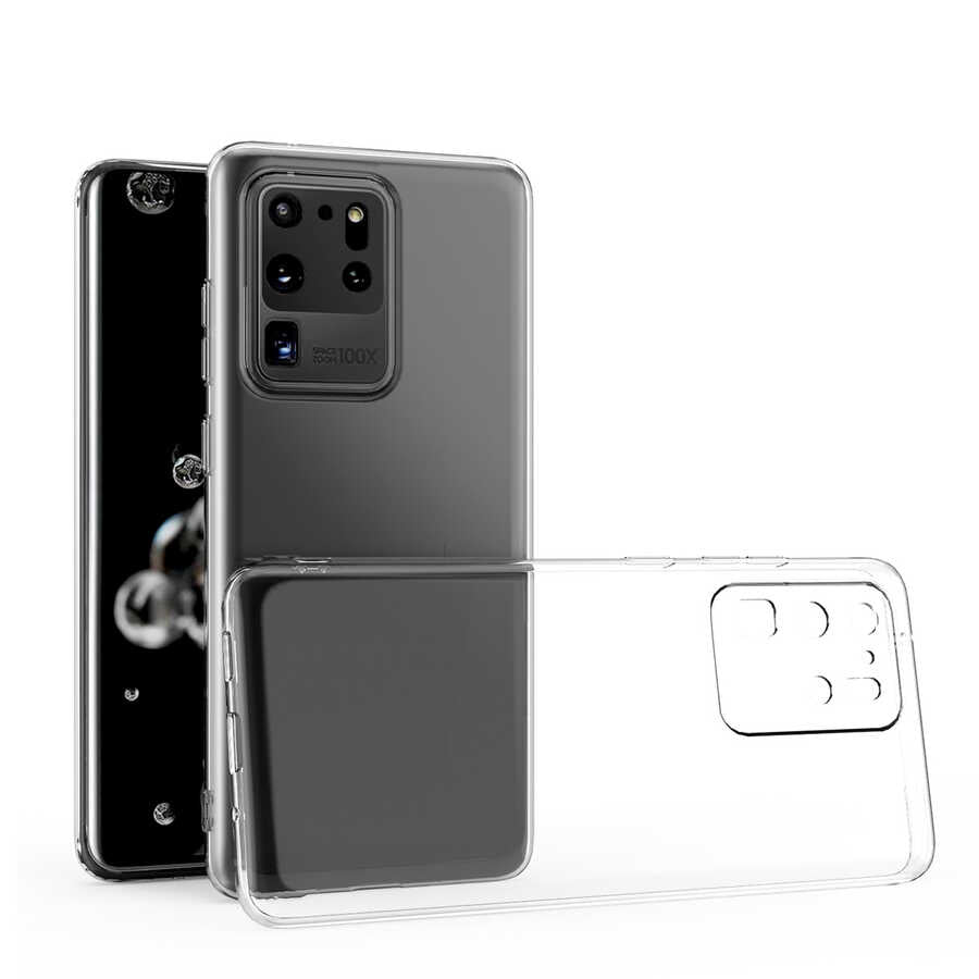 Galaxy S20 Ultra Kılıf Zore Kamera Korumalı Süper Silikon Kapak Renksiz