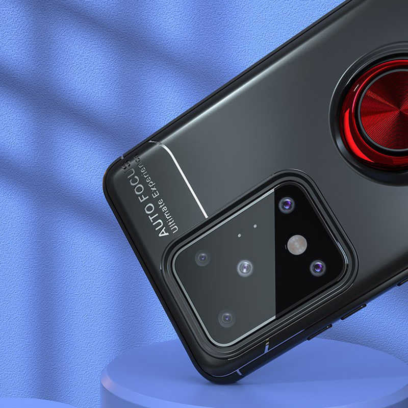 Galaxy S20 Ultra Kılıf Zore Ravel Silikon Kapak Siyah-Kırmızı