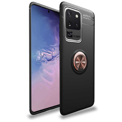 Galaxy S20 Ultra Kılıf Zore Ravel Silikon Kapak Siyah-Rose Gold