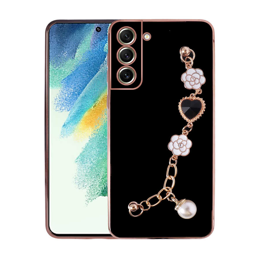 Galaxy S21 FE Kılıf El Tutamaçlı Kamera Korumalı Zore Taka Silikon Kapak Siyah