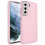 Galaxy S21 FE Kılıf Metal Çerçeve ve Buton Tasarımlı Silikon Zore Luna Kapak Pembe
