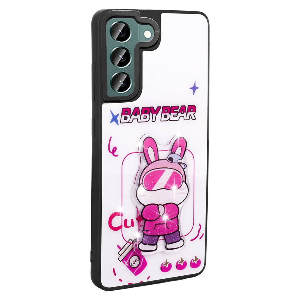 Galaxy S21 FE Kılıf Parlayan Kabartmalı İkonik Figürlü Zore Amas Silikon Kapak Siyah