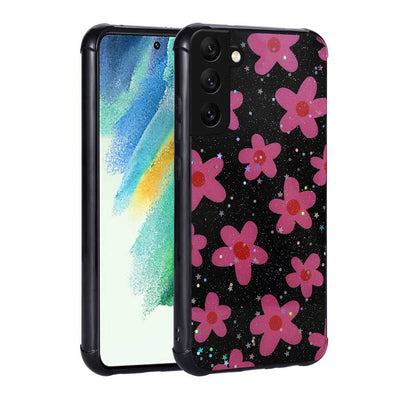Galaxy S21 FE Kılıf Simli Desenli Kamera Korumalı Parlak Zore Popy Kapak Çiçek