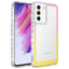 Galaxy S21 FE Kılıf Simli ve Renk Geçiş Tasarımlı Lens Korumalı Zore Park Kapak Pembe-Sarı