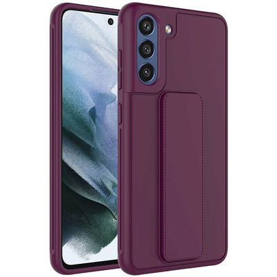 Galaxy S21 FE Kılıf Zore Qstand Kapak Mürdüm