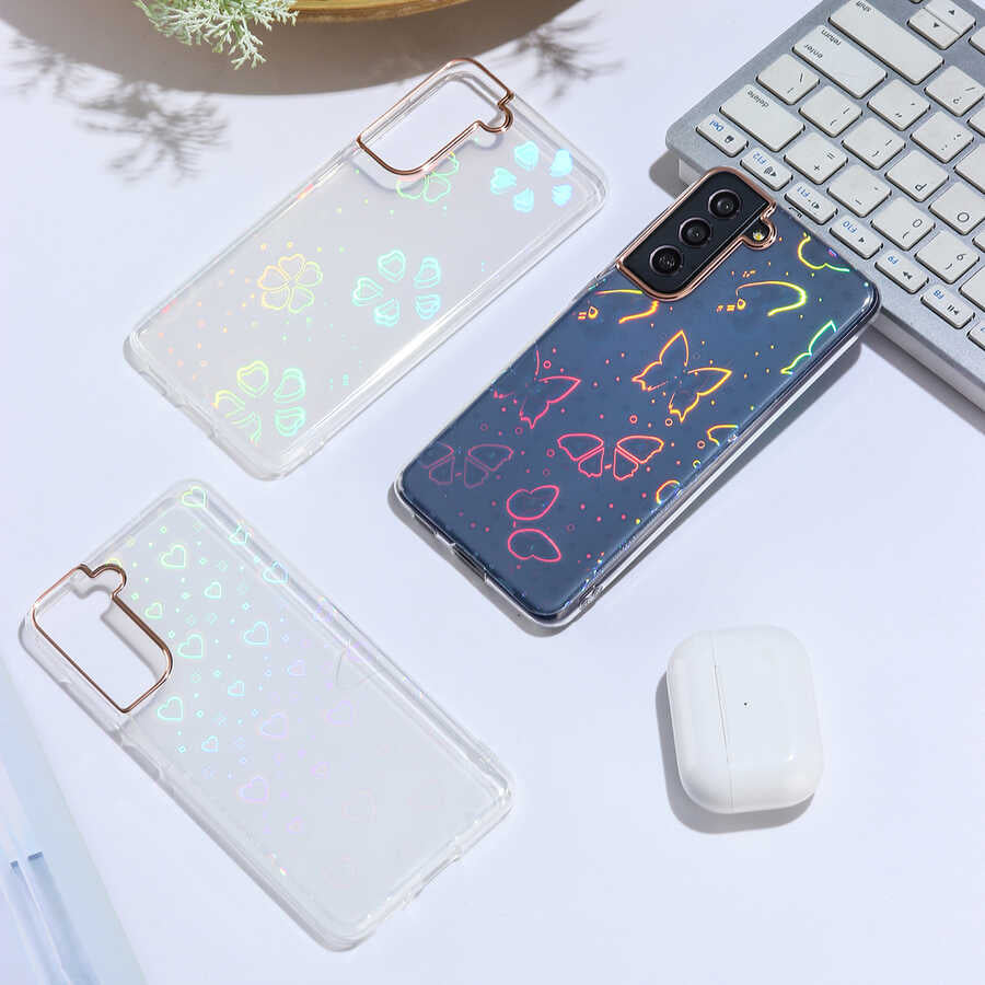 Galaxy S21 FE Kılıf Zore Sidney Desenli Sert Kapak Heart No1