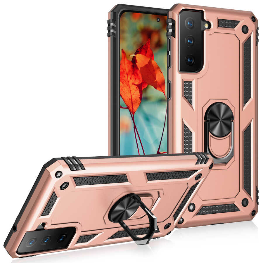 Galaxy S21 FE Kılıf Zore Vega Kapak Rose Gold