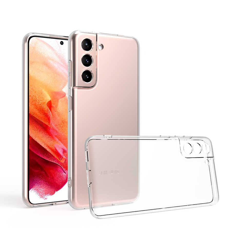 Galaxy S21 Kılıf Zore Kamera Korumalı Süper Silikon Kapak Renksiz