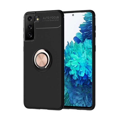 Galaxy S21 Kılıf Zore Ravel Silikon Kapak Siyah-Rose Gold