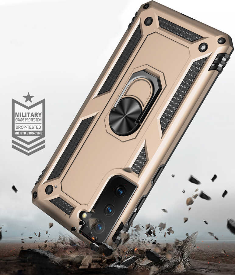 Galaxy S21 Kılıf Zore Vega Kapak Gold
