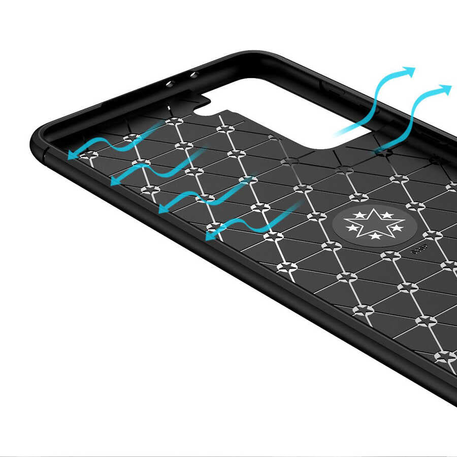 Galaxy S21 Plus Kılıf Zore Ravel Silikon Kapak Siyah-Mavi