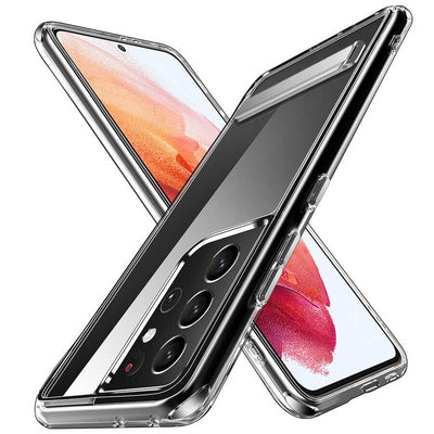 Galaxy S21 Ultra Kılıf Standlı Şeffaf Silikon Zore L-Stand Kapak Renksiz