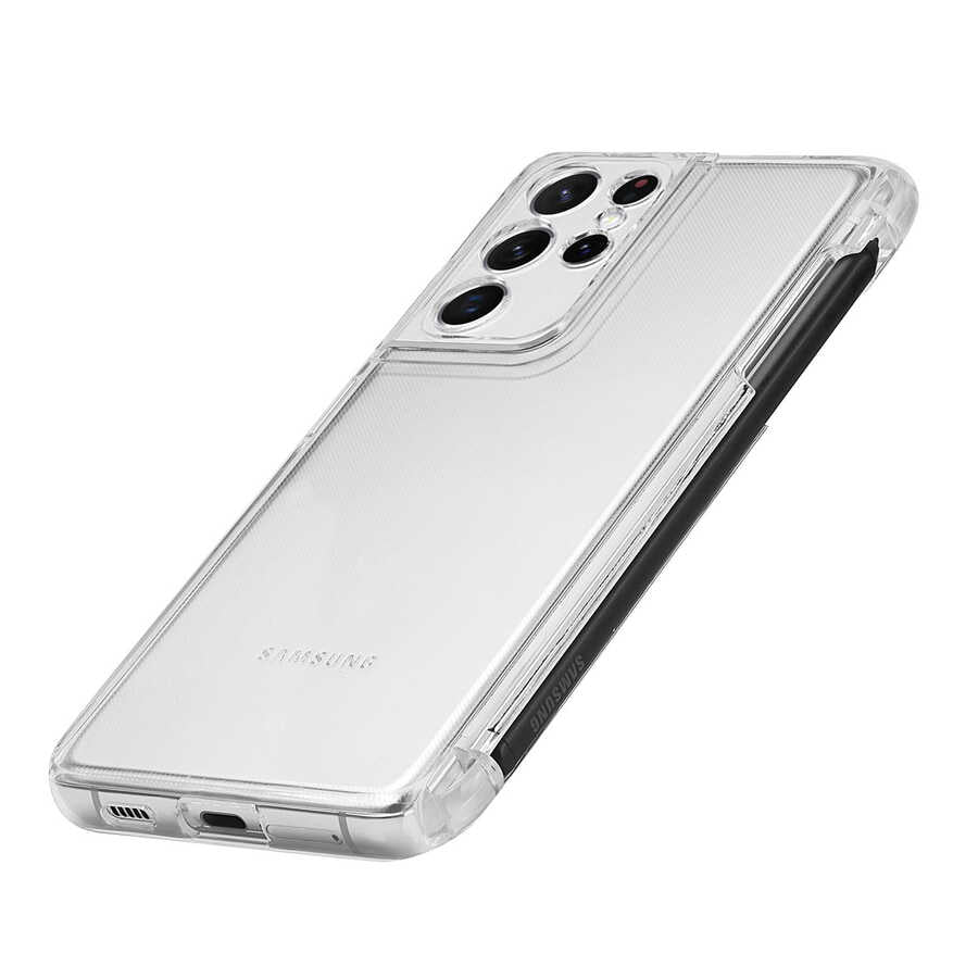Galaxy S21 Ultra Kılıf Zore Kalem Bölmeli Süper Silikon Kapak Renksiz