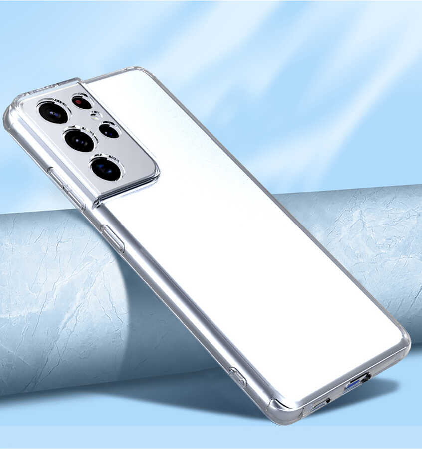 Galaxy S21 Ultra Kılıf Zore Kamera Korumalı Süper Silikon Kapak Renksiz