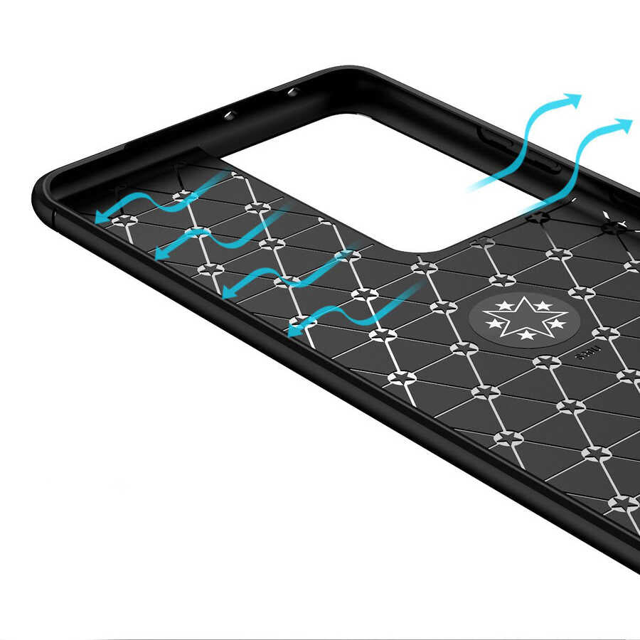 Galaxy S21 Ultra Kılıf Zore Ravel Silikon Kapak Siyah-Mavi