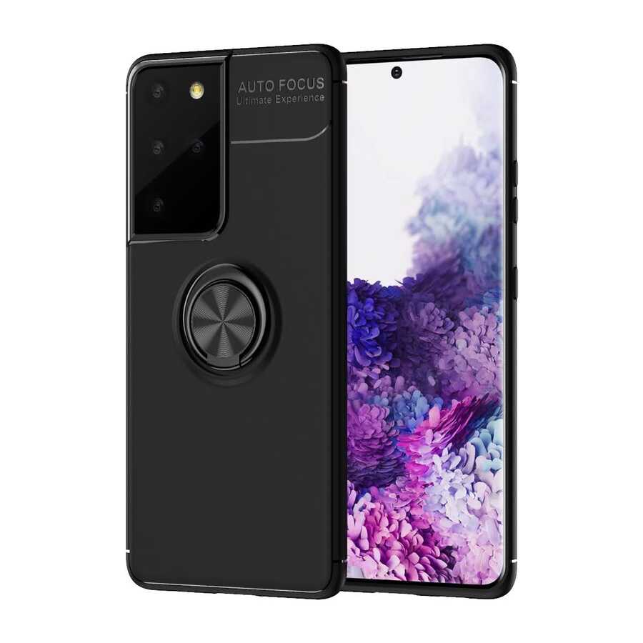 Galaxy S21 Ultra Kılıf Zore Ravel Silikon Kapak Siyah