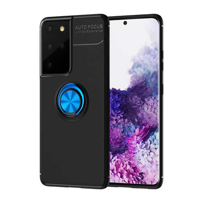 Galaxy S21 Ultra Kılıf Zore Ravel Silikon Kapak Siyah-Mavi