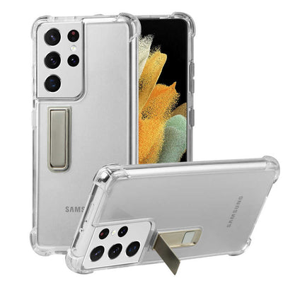 Galaxy S21 Ultra Kılıf Zore Standlı Süper Silikon Kapak Renksiz