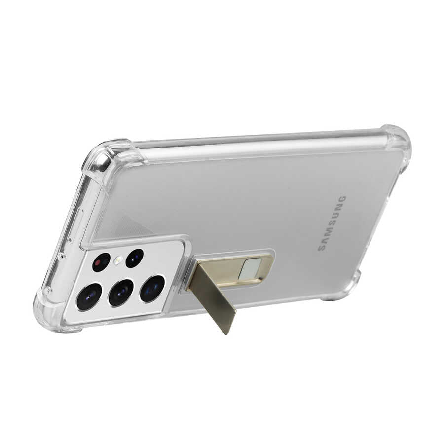 Galaxy S21 Ultra Kılıf Zore Standlı Süper Silikon Kapak Siyah