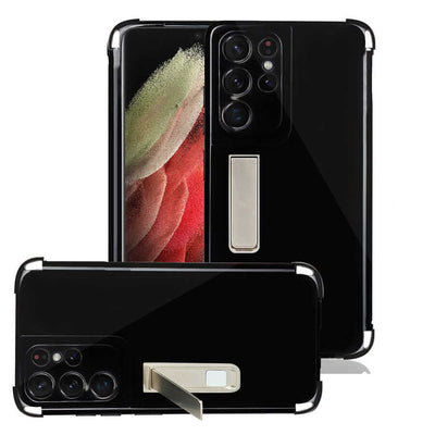 Galaxy S21 Ultra Kılıf Zore Standlı Süper Silikon Kapak Siyah