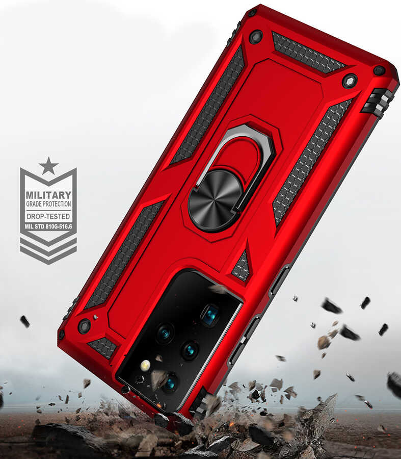 Galaxy S21 Ultra Kılıf Zore Vega Kapak Kırmızı