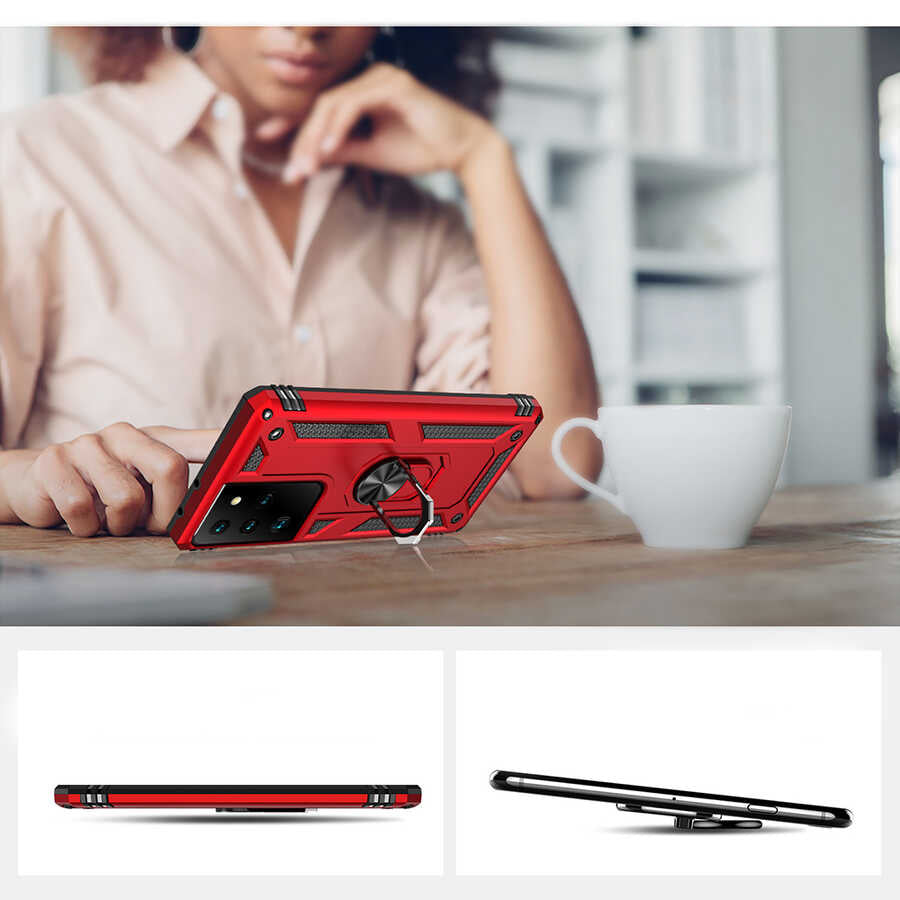 Galaxy S21 Ultra Kılıf Zore Vega Kapak Siyah