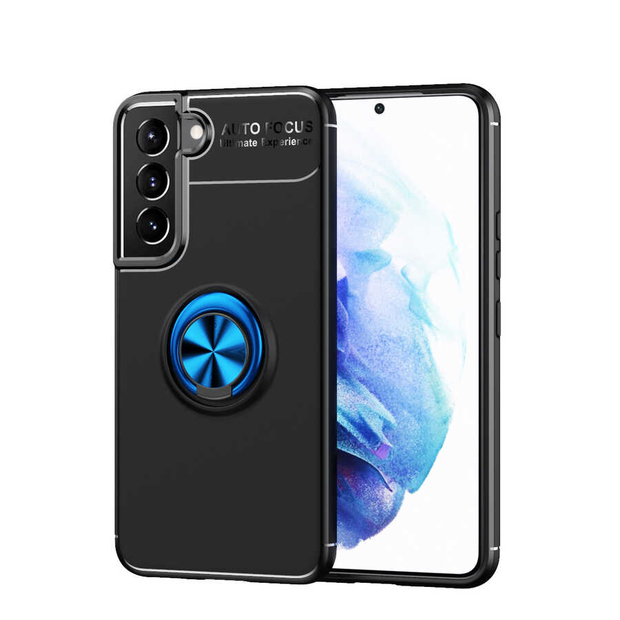 Galaxy S22 Kılıf Zore Ravel Silikon Kapak Siyah-Kırmızı