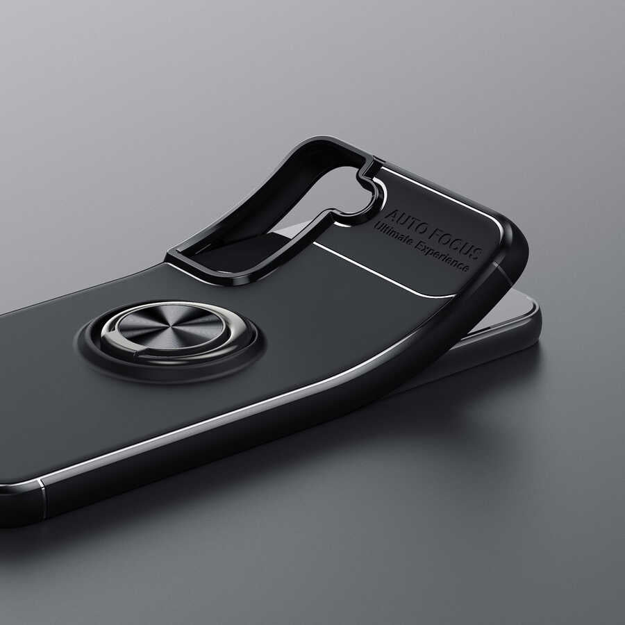 Galaxy S22 Kılıf Zore Ravel Silikon Kapak Siyah-Kırmızı